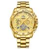 BINBOND luminous trend student watch men's tourbillon gift steel belt three eyes six needles decorative watch
