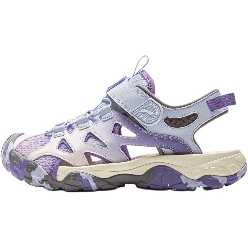 Li Ning Kids Outdoor Comfortable Versatile Non-Slip Wear-Resistant Low-Top Sandals Kids sandals Purple YKEV016-8