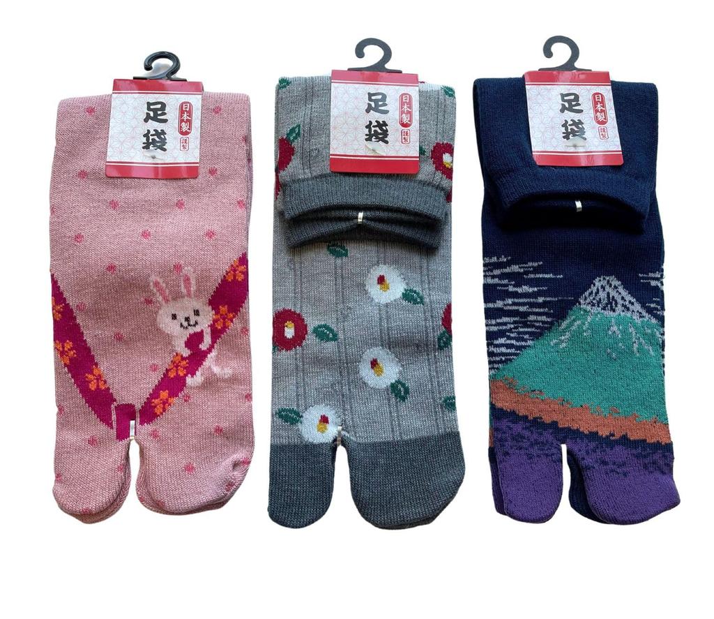 Mode Select Set of Tabi Japanese Sizes Made in Perfect for Kimono and Yukata of your 3-Pair Women's Socks, Pattern, 22-25cm, Japan, (Pattern choice)