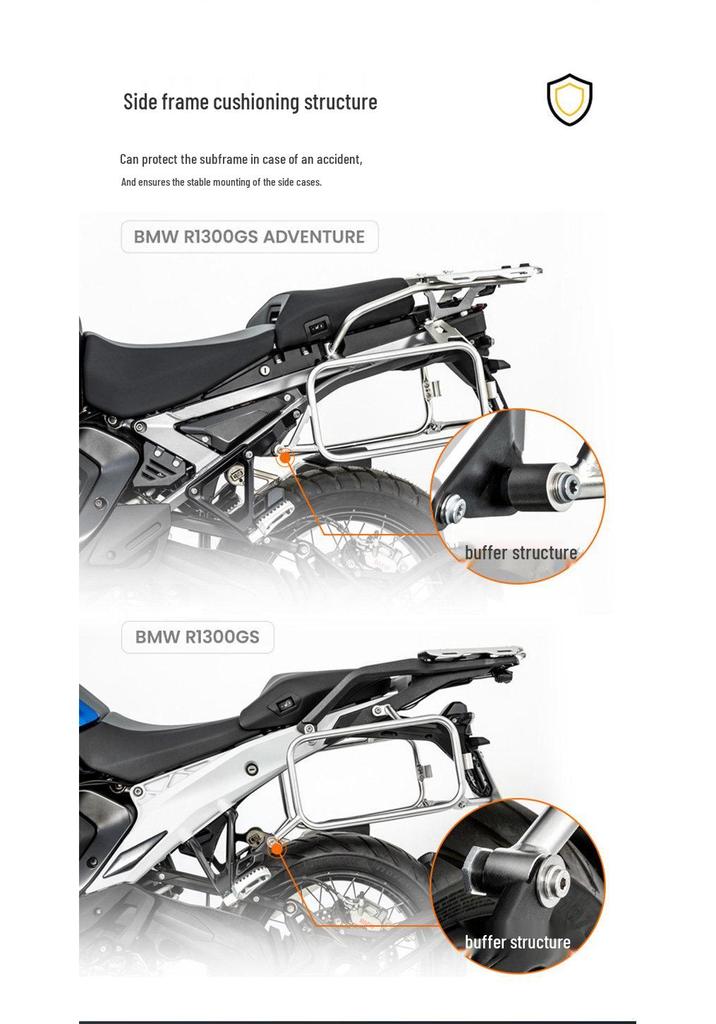 Aluminum Alloy Motorcycle Side Box Set with Tail Wing & Handlebar Mount for R1300GS Rear Rack ADV
