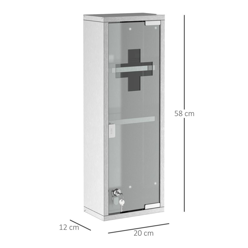 Medicine Cabinet Made of Stainless Steel and Tempered Glass Door Medicine Cabinet for Medication Storage