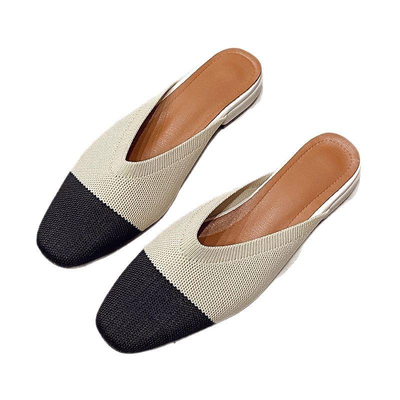 Baotou Half Slippers Women's Spring and Summer 2025 New Fashion Outer Wear Thick Heels Cool Slippers Pointed Lazy Low Heel Sandals Women