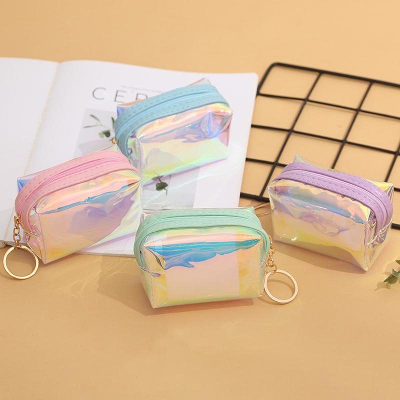 Pvc Transparent Laser Coin Purse Student Can Be Stored Waterproof Mini Coin Keychain Bag