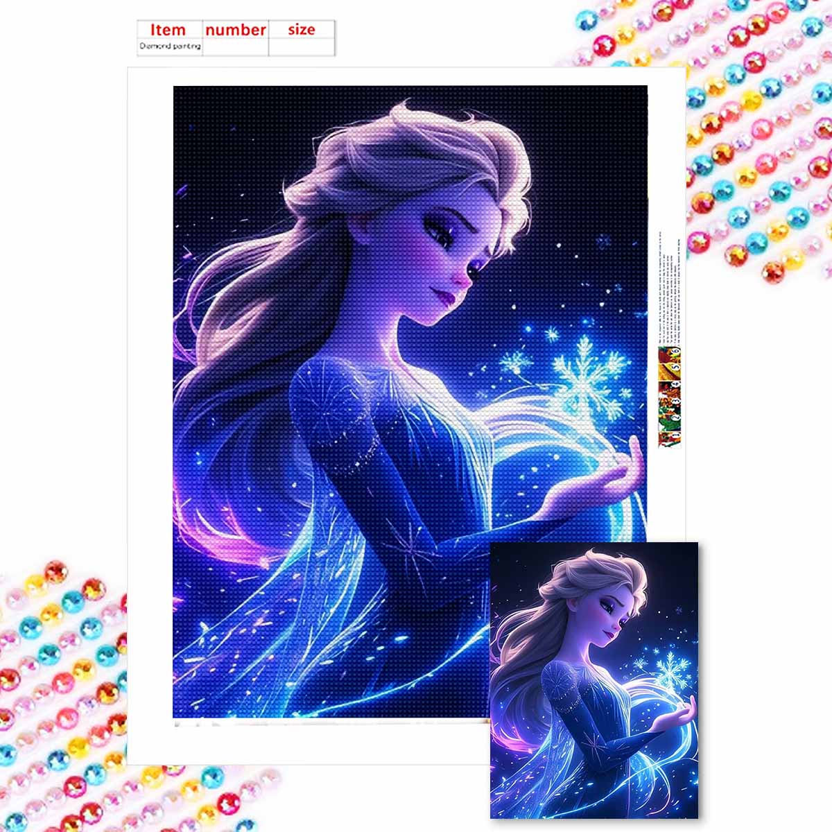 

Алмазная живопись своими руками Эльза, Снежная королева Набор для вышивания крестиком Мозаичное искусство Алмазная живопись Полная выкладка круглыми алмазами Украшение для дома Round 20x30cm