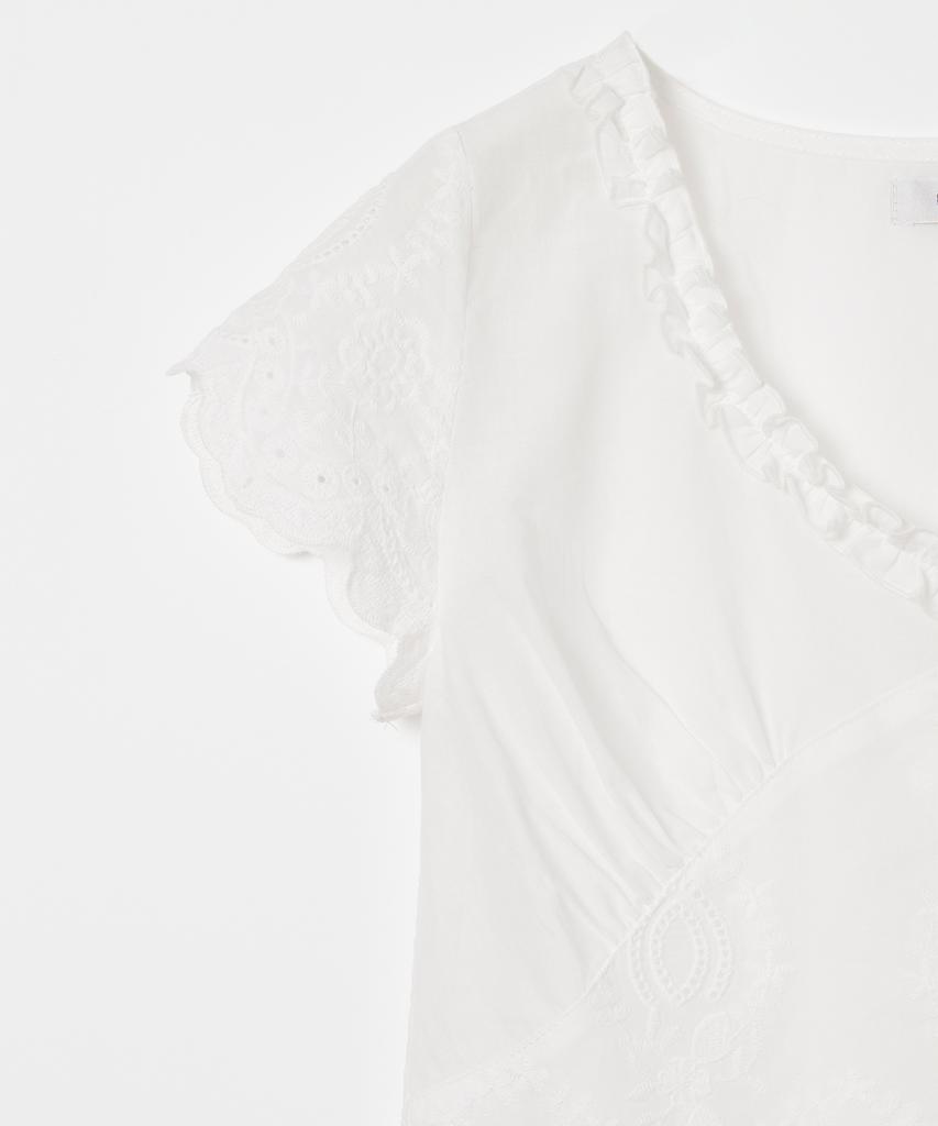MILLO WOMEN Scallop Lace Blouse [White]