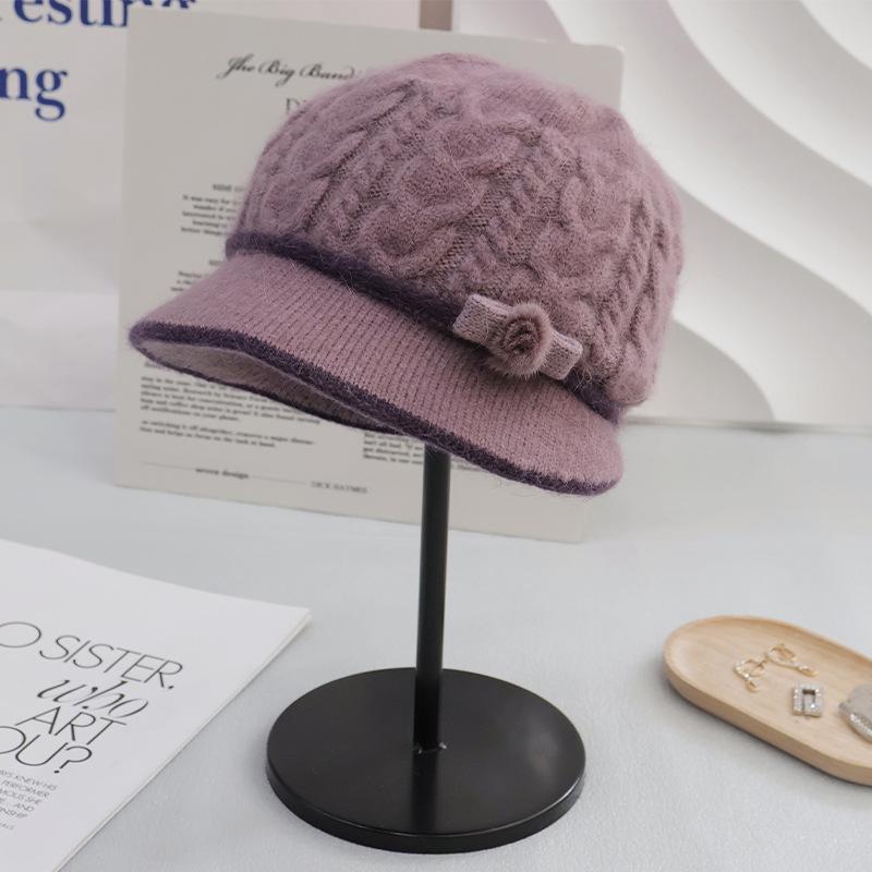 

Теплая вязаная свободная шапка-бини для женщин - Осенне-зимняя защита ушей, кепка-утка для осени и зимы, идеально подходит для повседневной носки с ушами one size