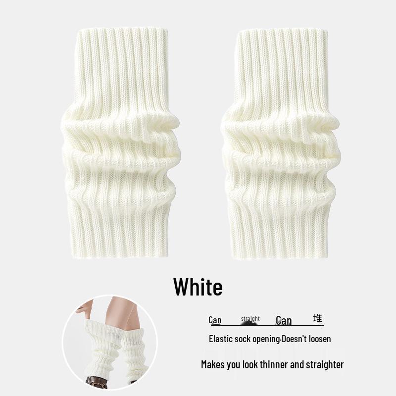 Женские толстые вязаные белые гетры с наколенниками 40CM Knitted Sleeve