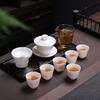Ceramic Suet Jade Porcelain Kung Fu Tea Set Cover Bowl Teacup Business Company Festival Gifts