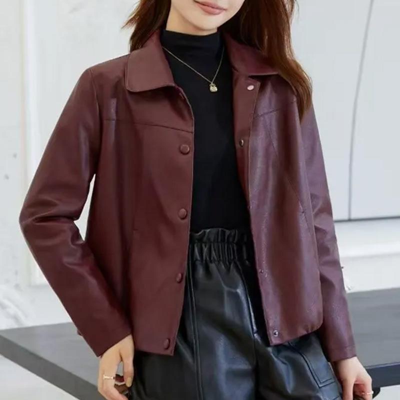 Coat for Women Cotton Autumn Winter Thickened Casual Oversize Middle-Aged and Elderly Leather Jacket