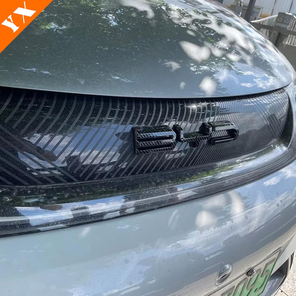 

Карбоновая наклейка, рамка для BYD EA1 Atto 3 2 1 Dolphin EV Han EV, аксессуары, передняя крышка автомобиля, крышка с логотипом, декор, анти