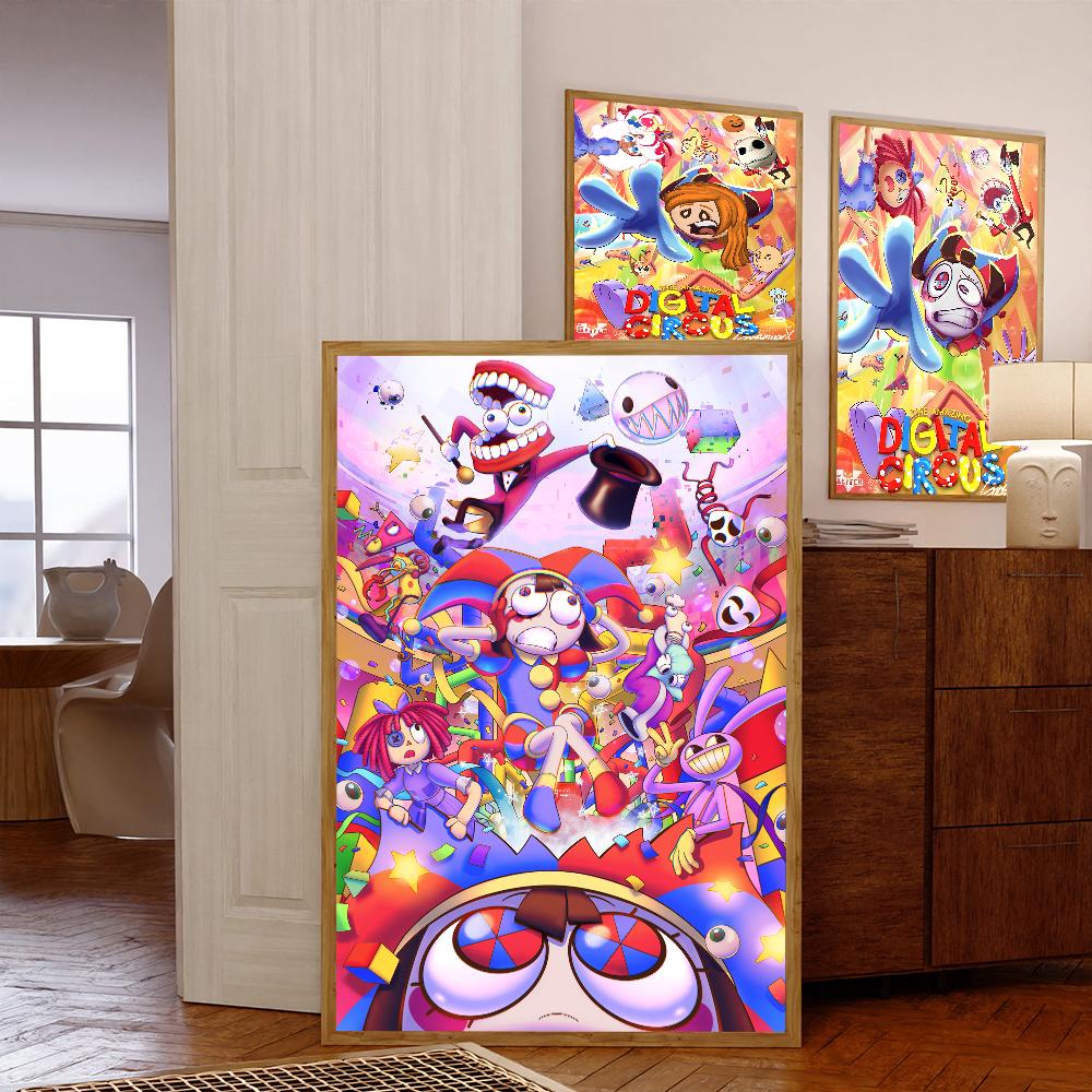 Desene animate Uimitorul Circ Digital C-Circus Postere Vintage Autocolant Retro din Hârtie Kraft DIY Cameră Bar Cafenea Decor Cameră Kawaii