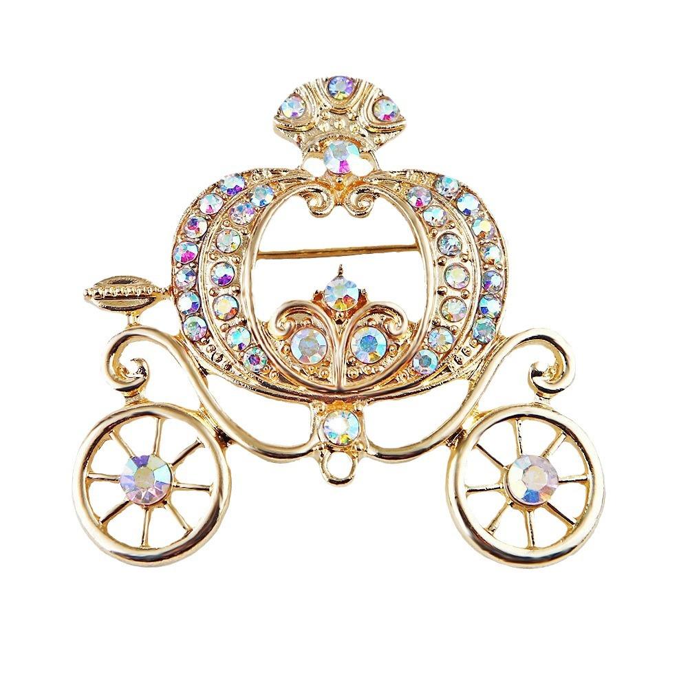 Gray Gu Liang Pumpkin Car Brooch Fairy Tale Style Color Medieval Block Retro Temperament Women'S Pin