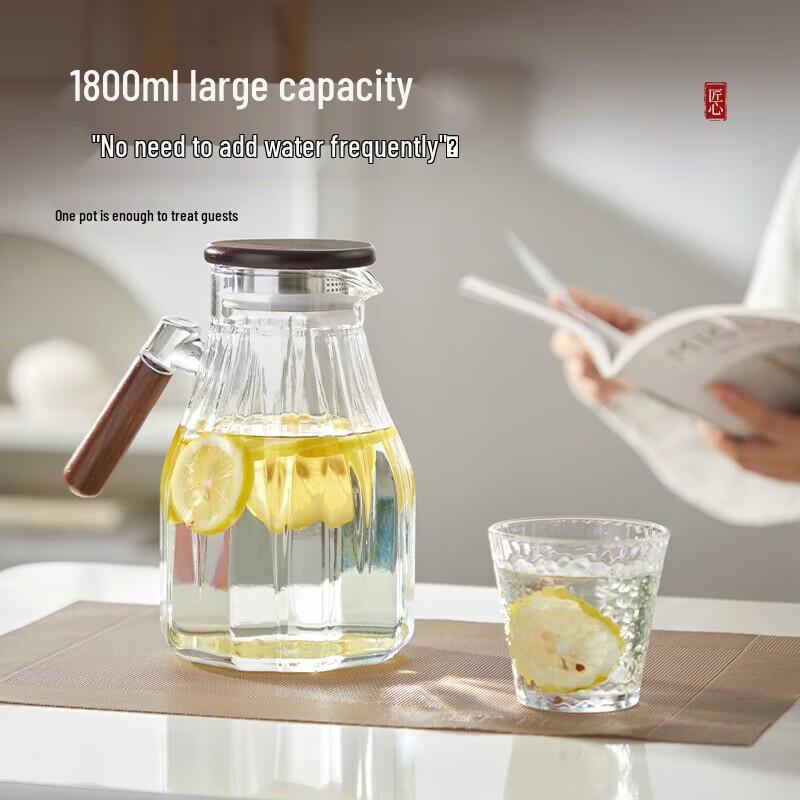 YIHUTEA Handmade High Borosilicate Glass Water Jug