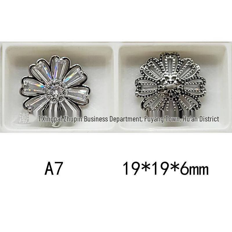 Mixed Color Pavé Zirconia Decorative Metal Button