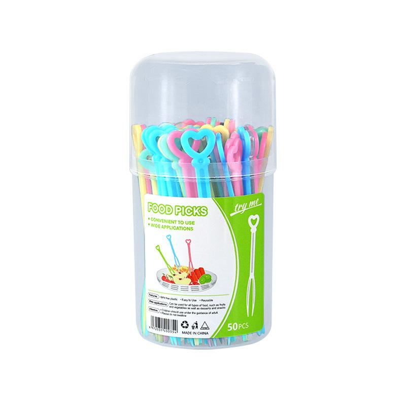 

50 шт. Одноразовые вилки для дегустации тортов, закусок, креативные в форме сердца, для фруктов 50 pcs M in a can зелёный