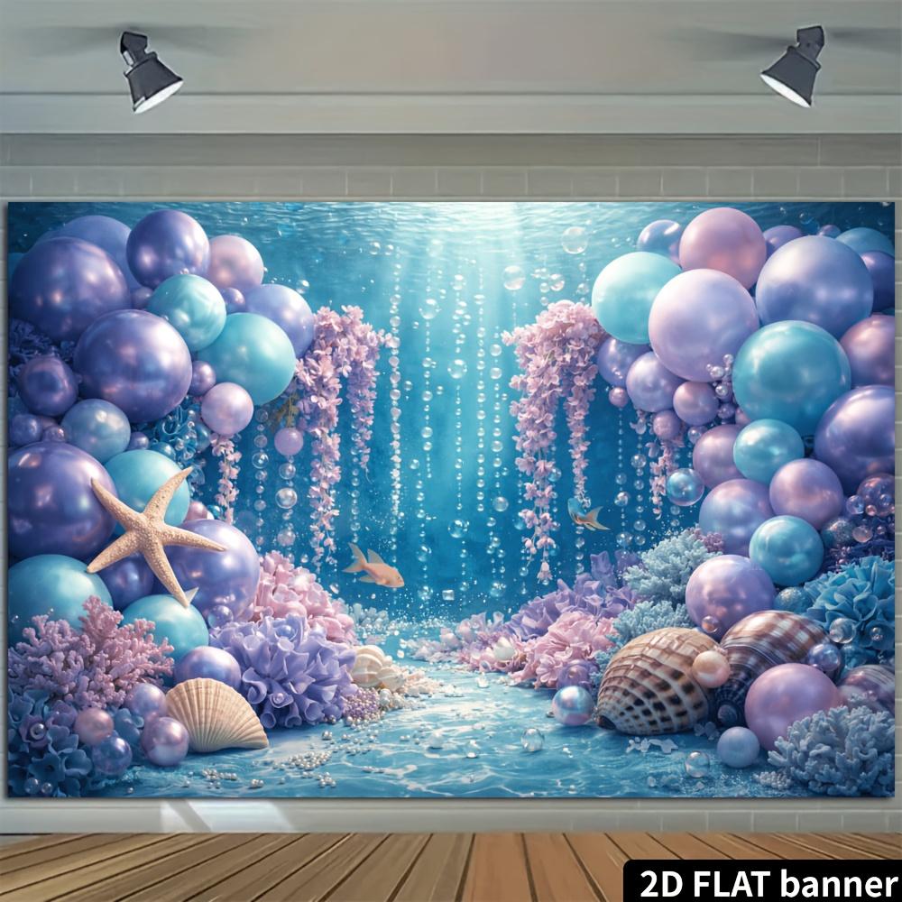 2D Plane Dreamy Underwater Party Backdrop Fabric Made of Durable Polyester Material Suitable for Marine-themed Events