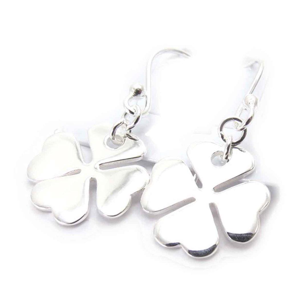 Les Trésors De Lily [G0631] - Boucles Argent 'Trèfle' argenté - 13x13 mm