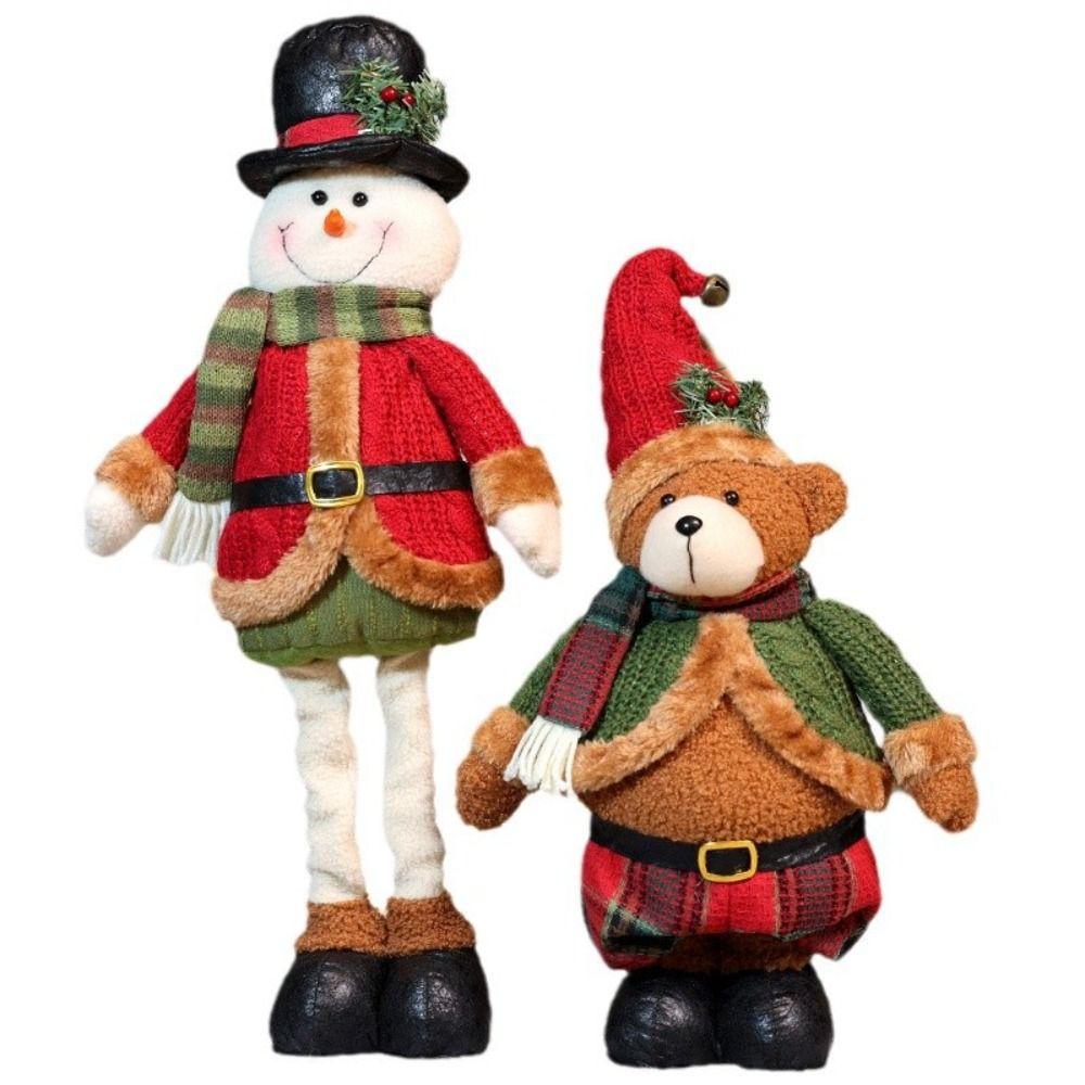 Bear Knitted Christmas Doll Kawaii Santa Claus Stretch Doll Long Legged Elk Doll  Children