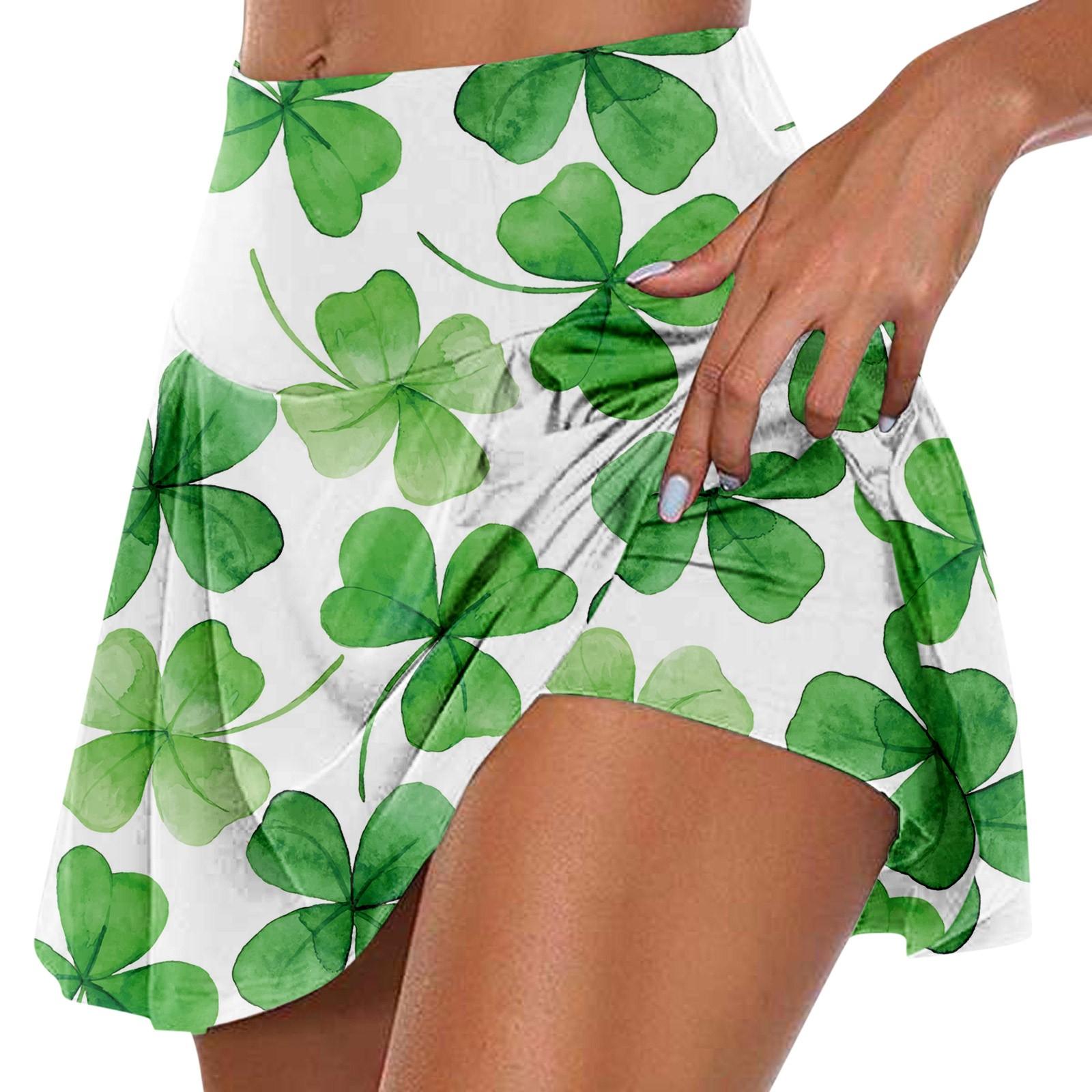 

Женская ул.. Спортивные эластичные плиссированные теннисные юбки с принтом «День Святого Патрика», внутренние шорты для занятий йогой, эластичные спортивные шорты для гольфа L