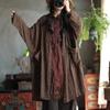 Johnature Women Vintage Print Floral Trench Coats Patchwork Pockets Autumn Chinese Style Cotton Women Long Trench