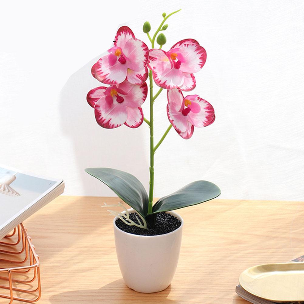 Sztuczna Orchidea Pomarańczowo-czerwona Róża Biała Biała Plus Róża