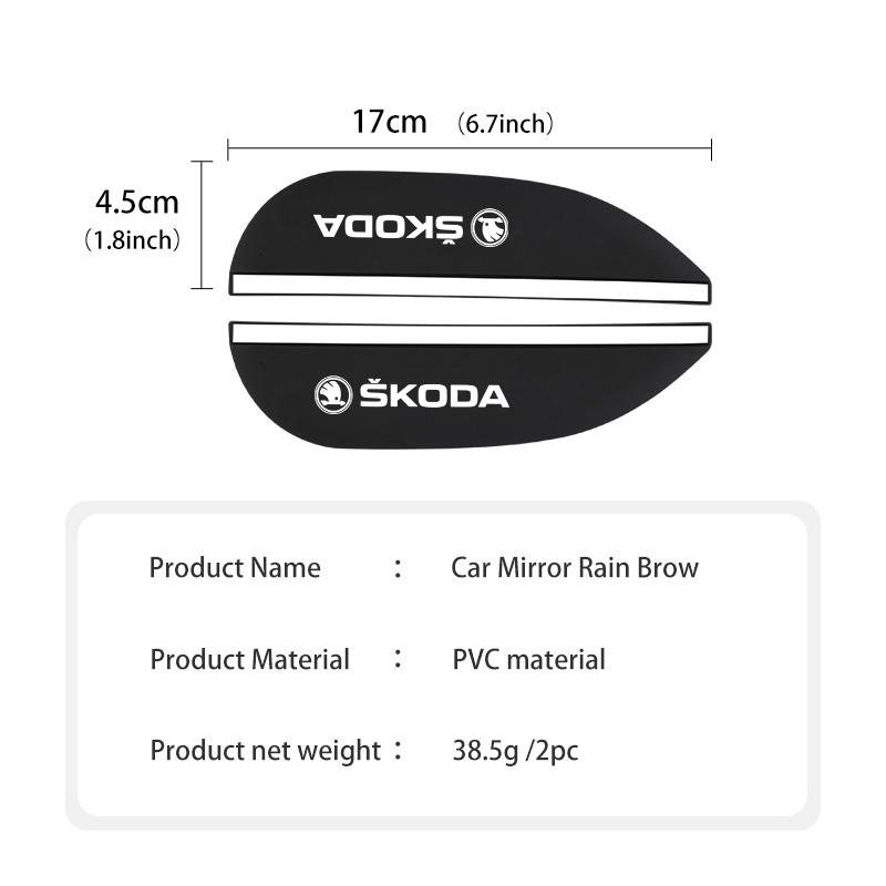 EJIT2 For Skoda PVC Car Rearview Mirror Eyebrow Rain Visor Sun Shade Rainproof Cover VRS Octavia 1 2 3 A7 A5 Fabia Rapid Superb Yeti