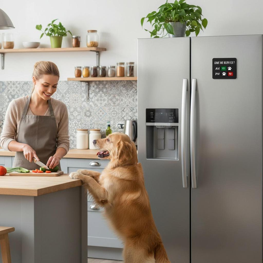 New Magnetic Pet Feeding Reminder For Dog & Cat Fed Sign -Daily Am/Pm Chart Slider Sign For Pet Fed And Pill Reminder Tool Decor