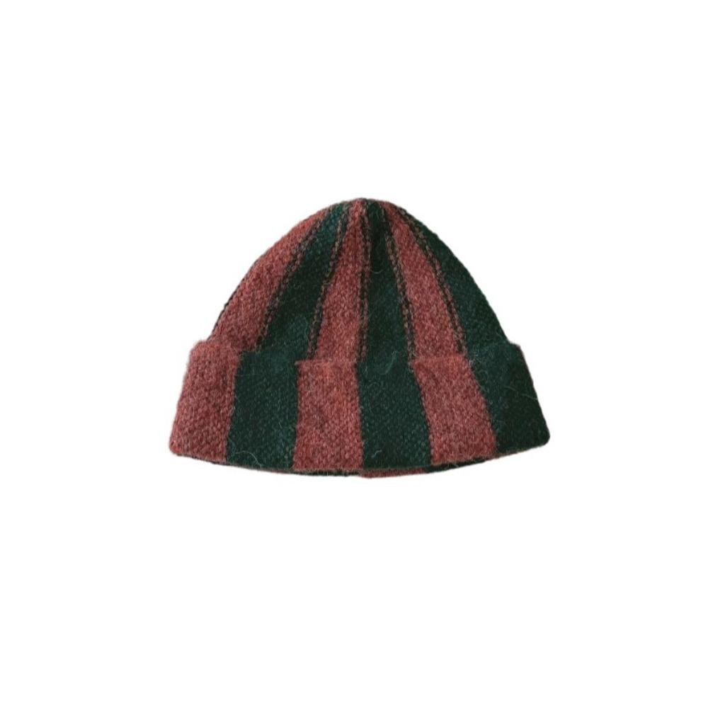 Thick Striped Beanie Hat Color Blocked Children Warm Hat Fashion Knitted Cap Gift
