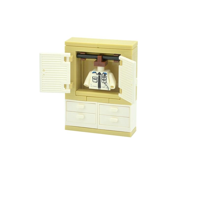 MOC Creative Furniture TV Sofa Brick City Accessories Xmas Tree Book Desk Dining Table Bathroom Door Building Block House Scene