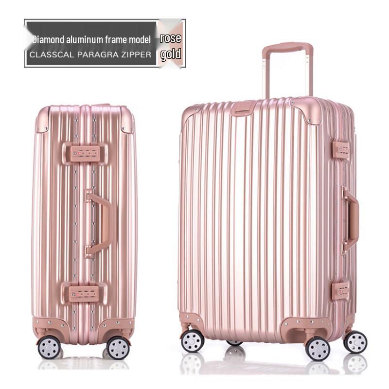 Diamond Pattern Aluminum Frame Spinner Luggage 20 inch