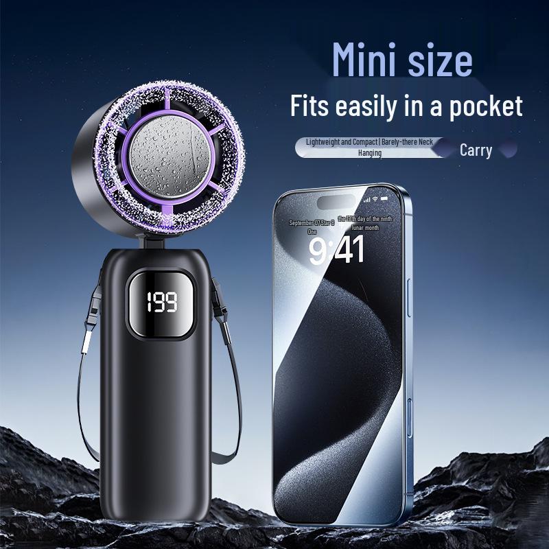 Portable Leafless Mini Fan with Semiconductor Cooling and Ice Pack