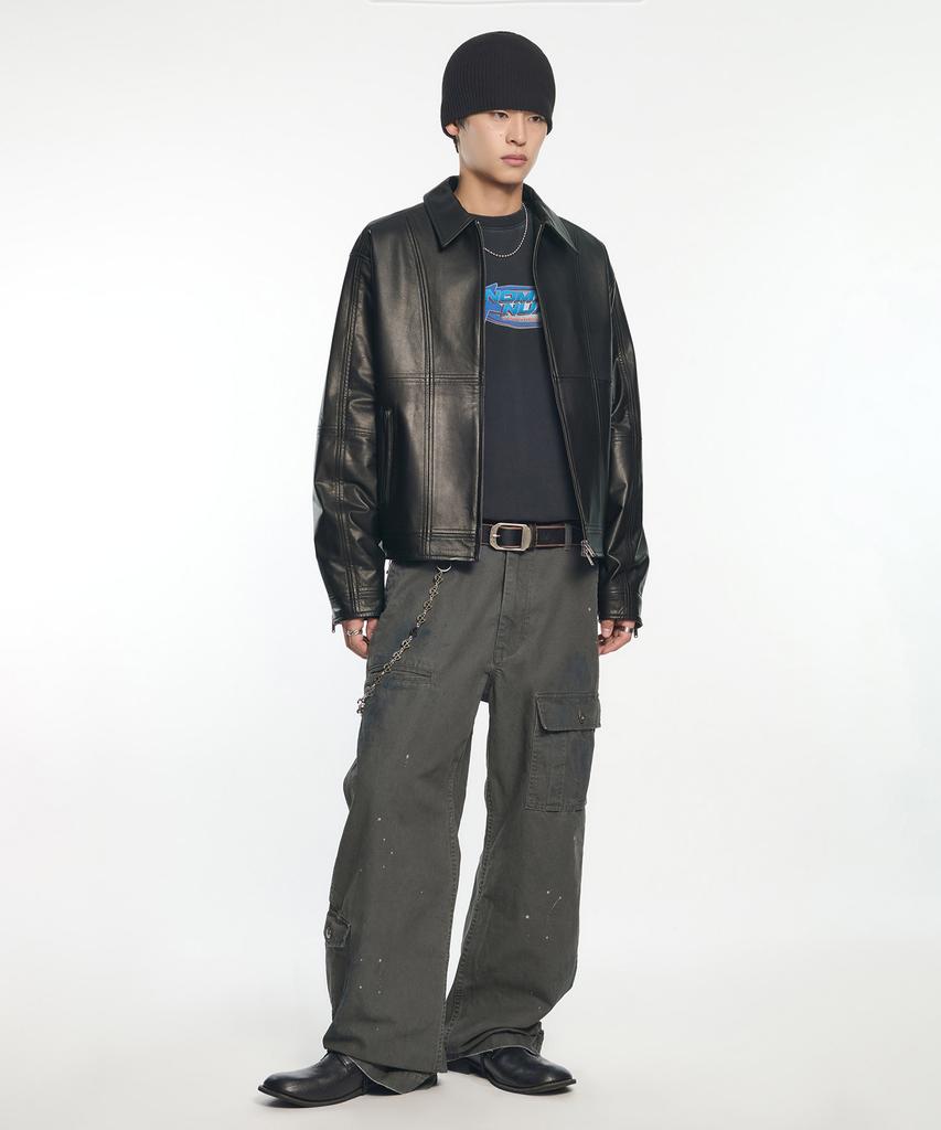 NOMANUAL Line Leather Jacket - Black