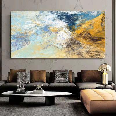 Gri Sarı Bulut Ev Dekor Modern Soyut Sanat Yağlıboya Posterler Baskılar Duvar Sanatı Tuval Resimleri için Oturma Odası Çerçevesiz