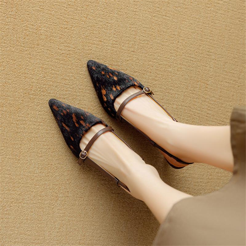 Fashion New Summer Sandals Cover Toe Sandals for Women Horsehair Sandals Fashion Leopard Print Pointed Toe High Heels Office Women Shoes