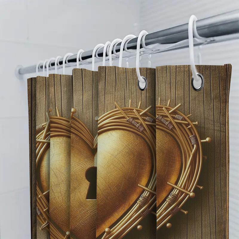 Rustic Heart Lock Shower Curtain | Unique and Romantic Bathroom Decor