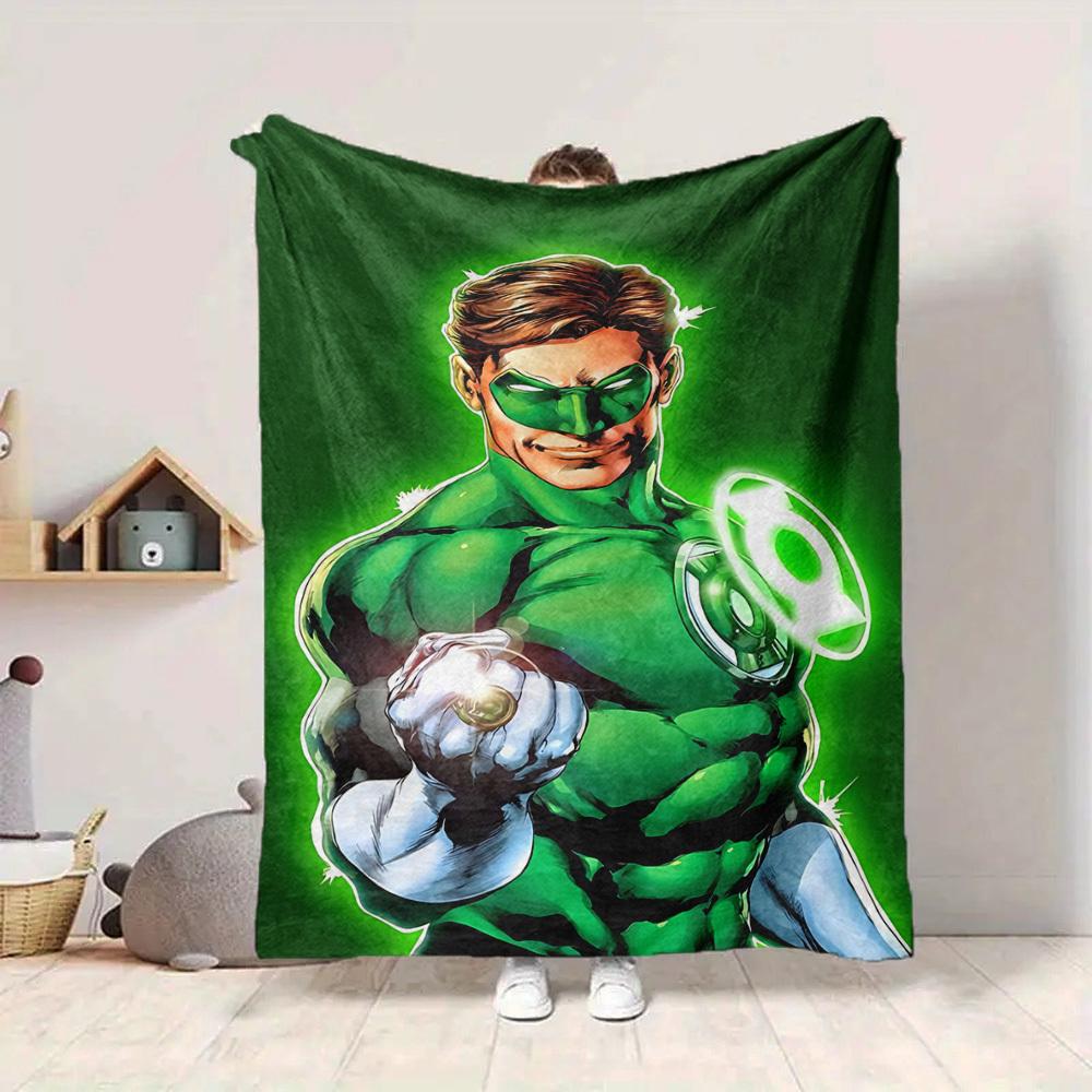1pc Green Lantern Ring Flannel Throw Blanket Soft, Warm & Cozy for Couch, Bed, Office, and Travel Versatile All Season Gift, Christmas present