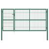 Garden Fence Gate with Posts 350x140 Cm Steel Green