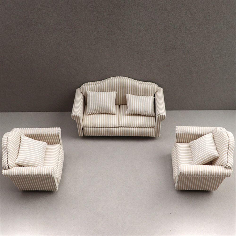 Simulation Dollhouse Sofa With Pillow Mini Sofa Girls Gift Miniature Sofa  Dollhouse Accessorie