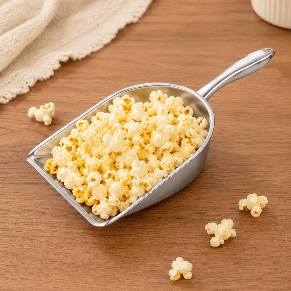 Large Capacity Flour Scoop Wide Opening Food Shovel Stainless Steel Ice Cube Shovel Popcorn