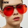 Unisex Big Frame Sunglasses Fashion Half Frame Glasses Round Pilot Sunglasses Men Hip-hop Sunglasses Women Retro Glasses