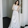 One-word Shoulder Light Wedding Dress Simple Travel Photo White Thin High-end Bride Wedding Super Fairy Welcome Door Dress