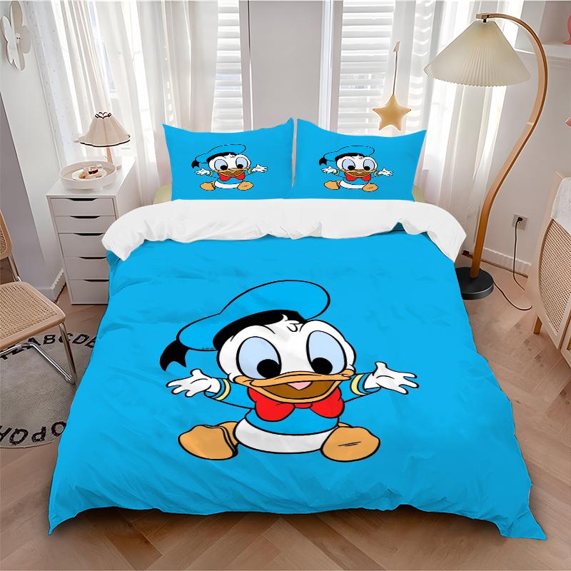 3pcs Cute Donald Duck Printed Quilt Set Soft and Comfortable Quilt Cover for Bedroom, Guest Room W014