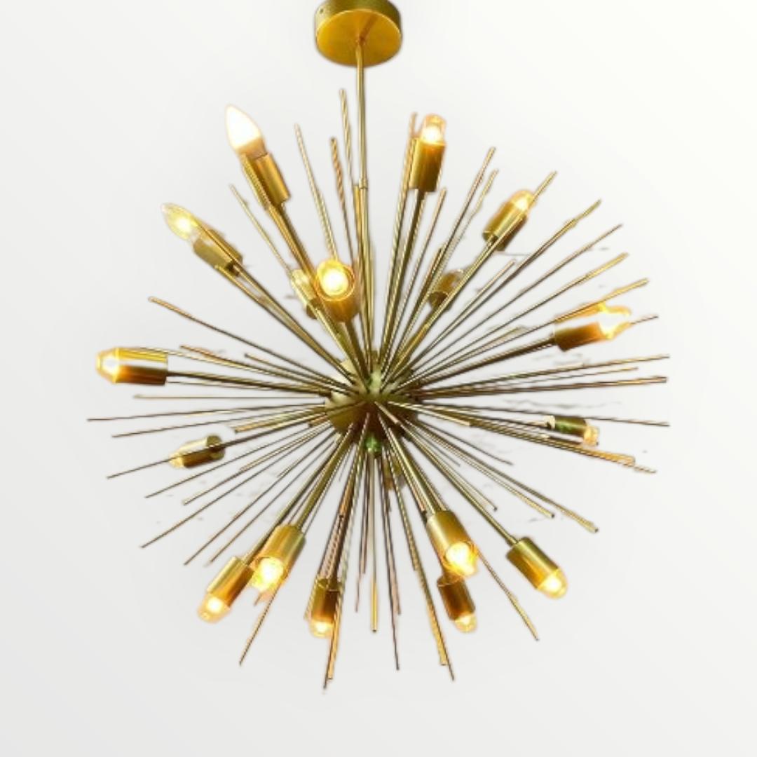 

18-рукавна велика люстра Sputnik Lights дизайнерська люстра на штанзі в стилі середини століття стельове світло золотистий