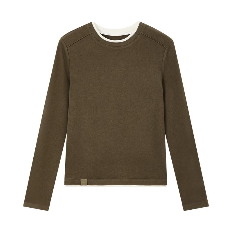 ELLE KIDS Girls' French Style Knitted Faux Two-Piece Top