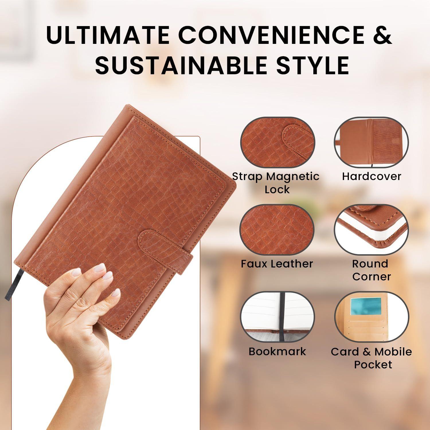 

Дневник в обложке из искусственной кожи для письма, планирования, путешествий, офисного использования, формат бумаги A5, журнал в твердом переплете с магнитным замком и петлей для ручки коричневый