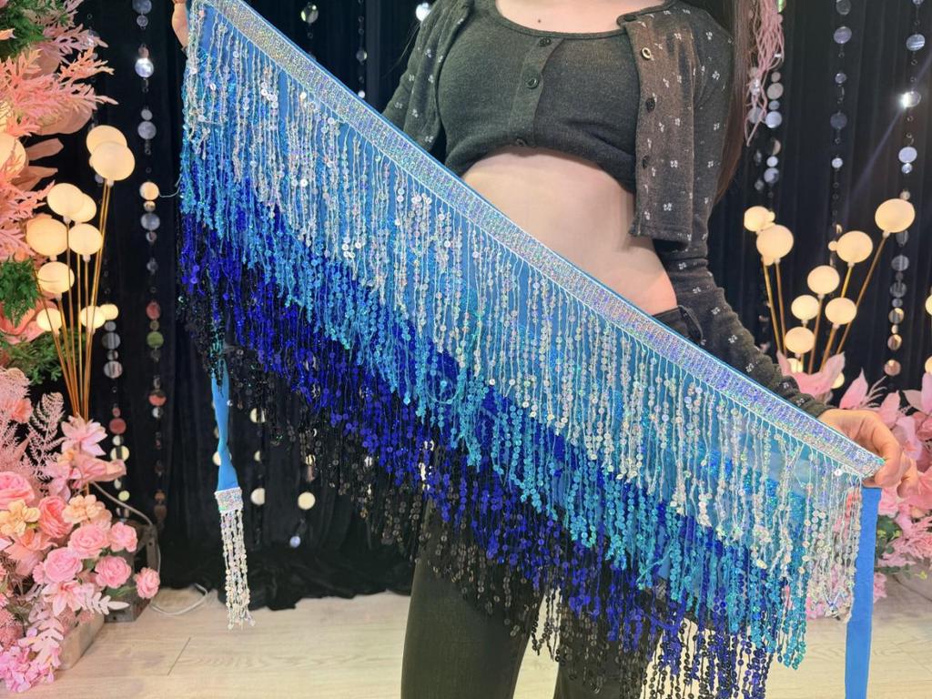 Bohemian Cross-border Belly Dance Hip Scarf with Sequins & Tassels - Women's Waist Chain for Indian Dance Performance