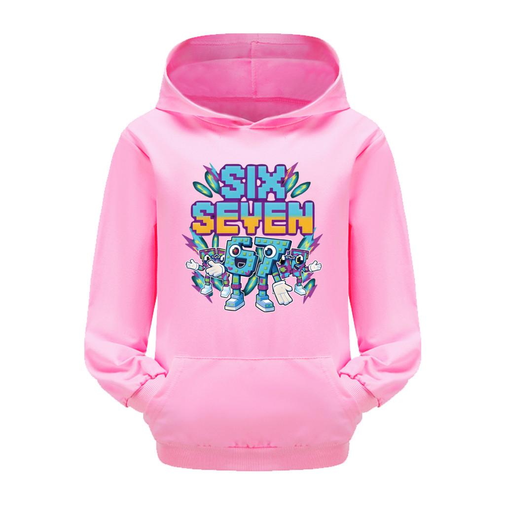 5220 Kinder Jungen Mädchen Steal a Brainrot 67 Six Seven Bedruckter Freizeit-Langarm-Hoodie Top