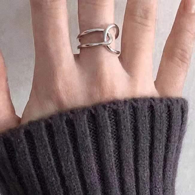 Korean Croissant Open Pig Nose Adjustable Double-Layer Ring for Women