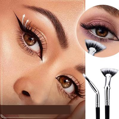 Folding Angle Scalloped Lashes Brush, Mascara Fan Brush, Eyebrow Brush Eyelash Comb, Soft Brush Bristles Makeup Tool