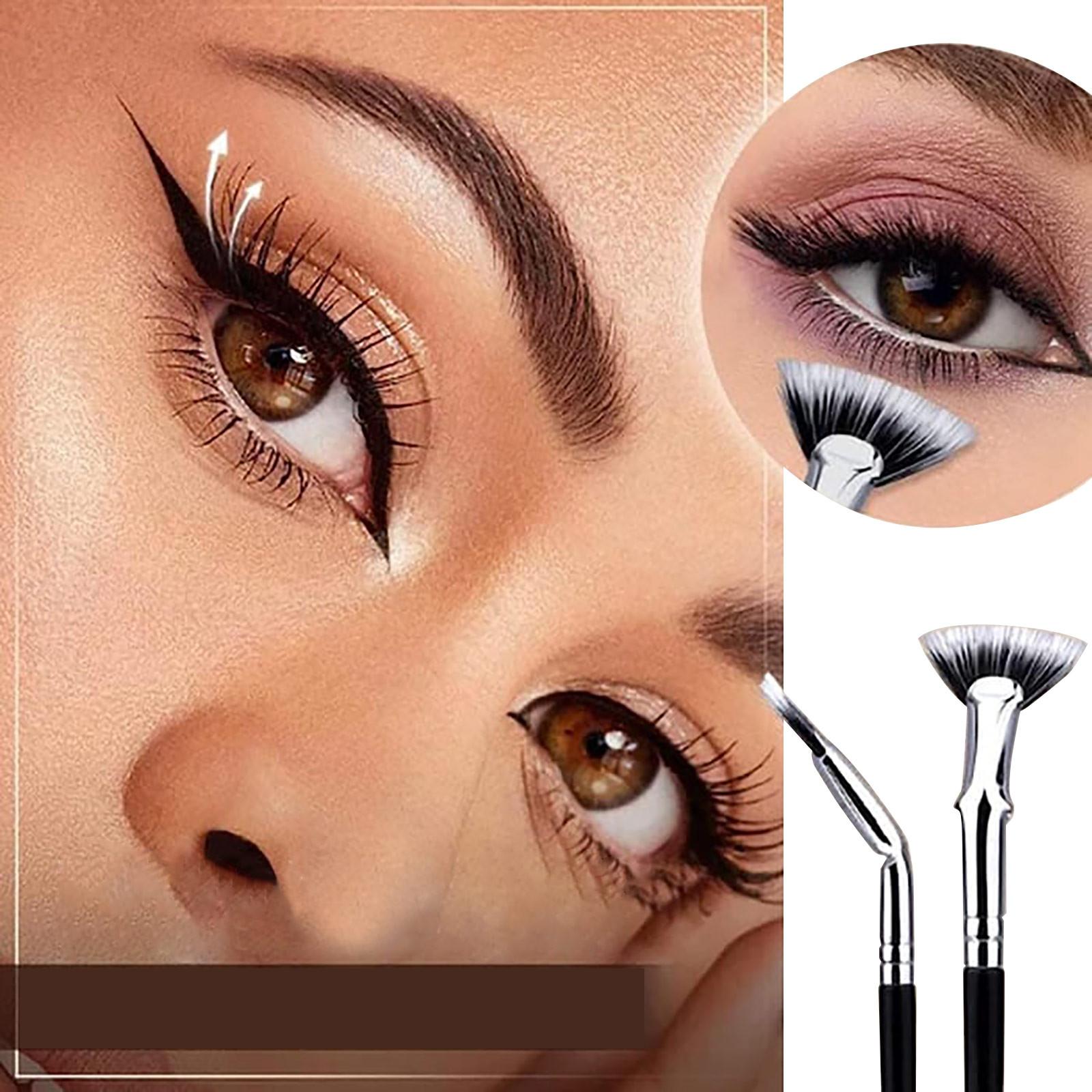 

Folding Angle Scalloped Lashes Brush, Mascara Fan Brush, Eyebrow Brush Eyelash Comb, Soft Brush Bristles Makeup Tool One Size